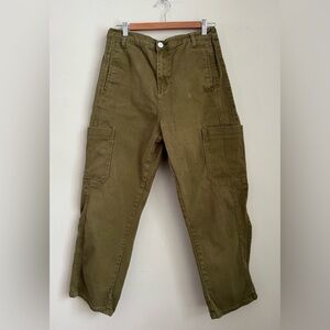 Kreamy Khaki Cotton Utility Pants Straight Leg